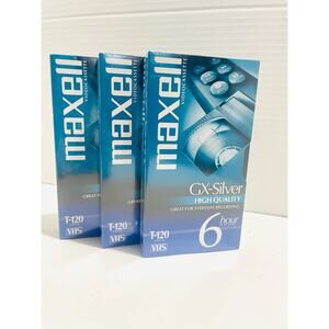 Maxell GX-Silver High Quality VHS Blank Video Cassette Tape T-120 6-Hour Sealed